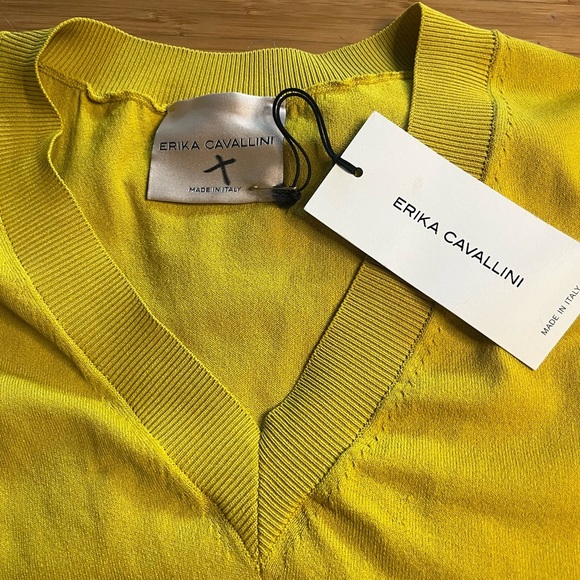NWT Erika Cavallini- Yellow Tie Tunic Vest. Size S - Picture 3 of 9
